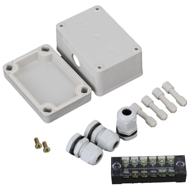 RDEXP White Gray Plastic Waterproof 6 Position Terminals Electric Junction Project Box for 5-10mm Dia Wire - Image 3